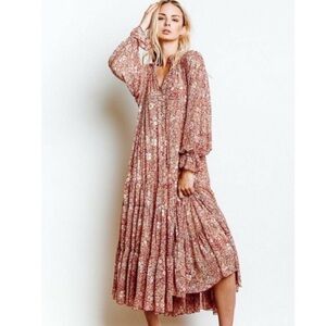 Free People Floral Maxi Dress in Pink and White